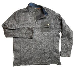 Woolrich Sweater Men's Large Blue Fleece 1/4 Zip Pullover Pocket Defects*